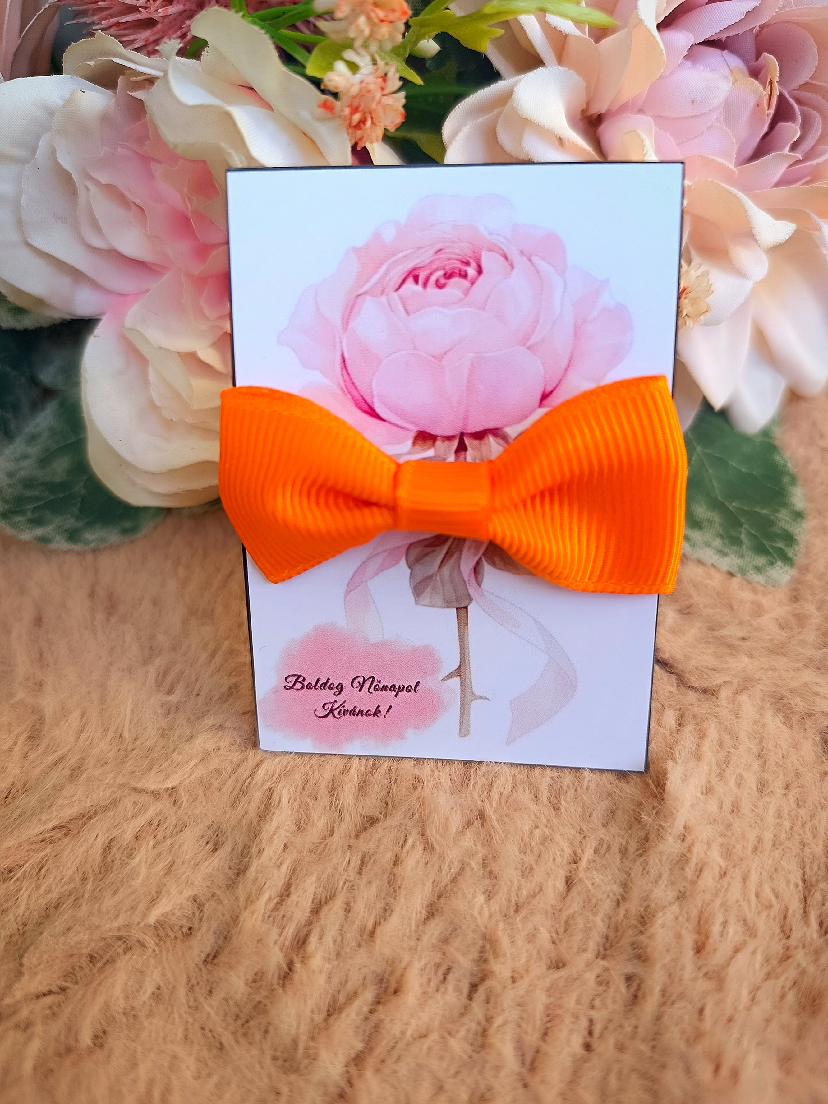 Ajándék masni hajgumi nőnapi narancs